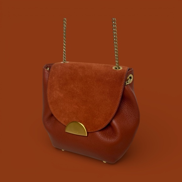 Polène Crossbody in Textured and Suede Terracotta Leather - Picture 4 of 9